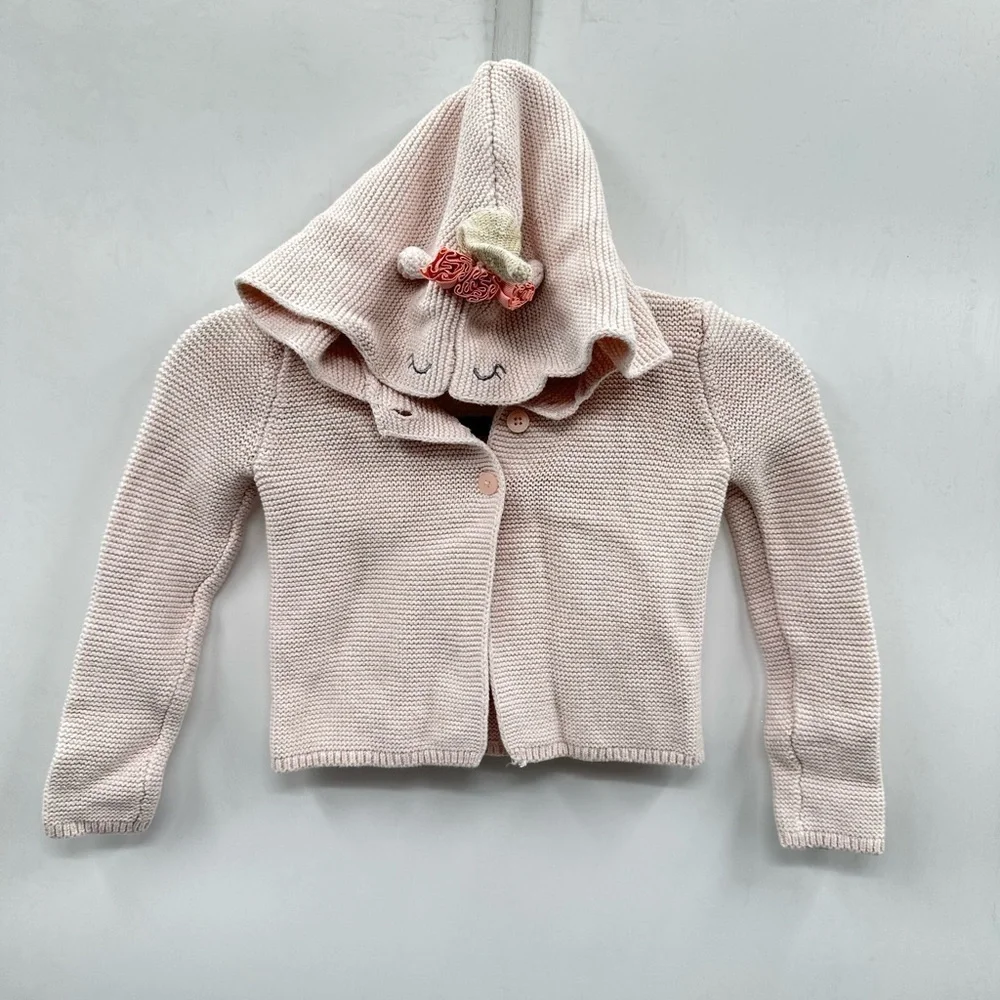 oshkosh B'Gosh pink girl cable knit unicorn feminine dainty button cardigan 4T